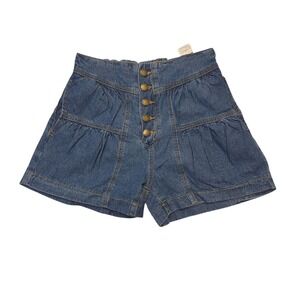 SHEIN Denim Shorts Womens 26‎ High Waist Button Front Blue Jean